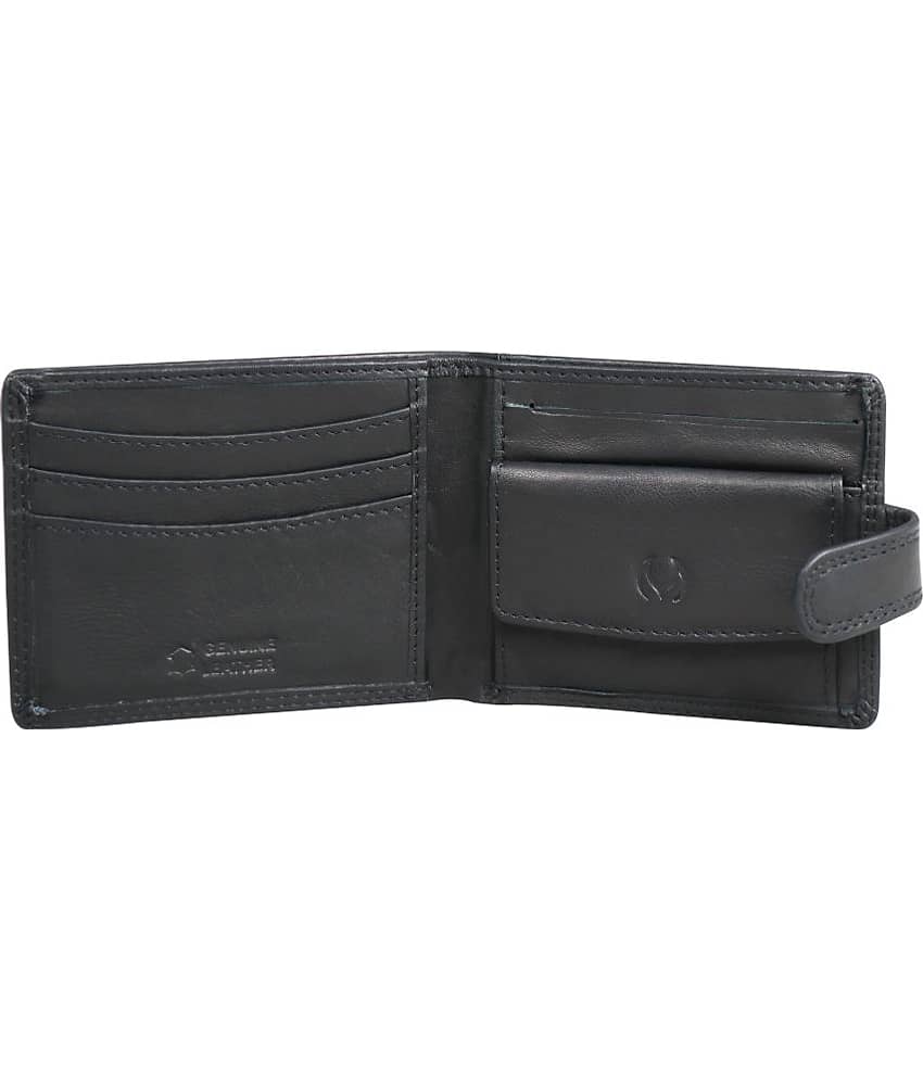 MODEWELT Black Leather Men's Two Fold Wallet ( Pack of 1 ) view 2