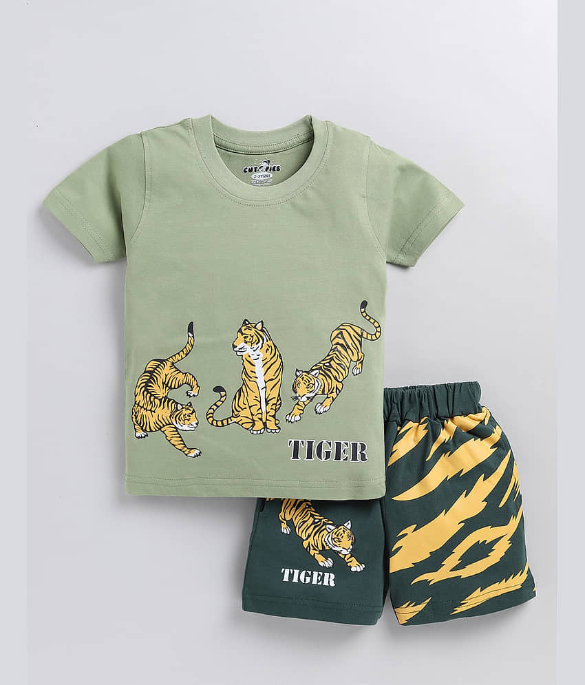 CUTOPIES Pack of 1 Boys Cotton Blend T-Shirt & Shorts Set ( Navy )
