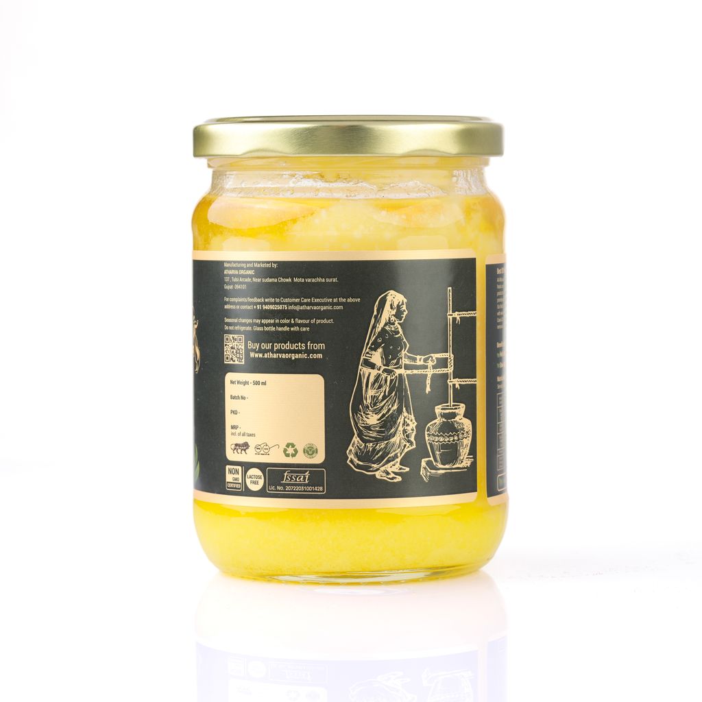 Atharvaa Desi Gir cow Organic Cow Ghee | 100% Pure & Natural | No Chemicals or Additives | A2 Ghee | 500ml view 2