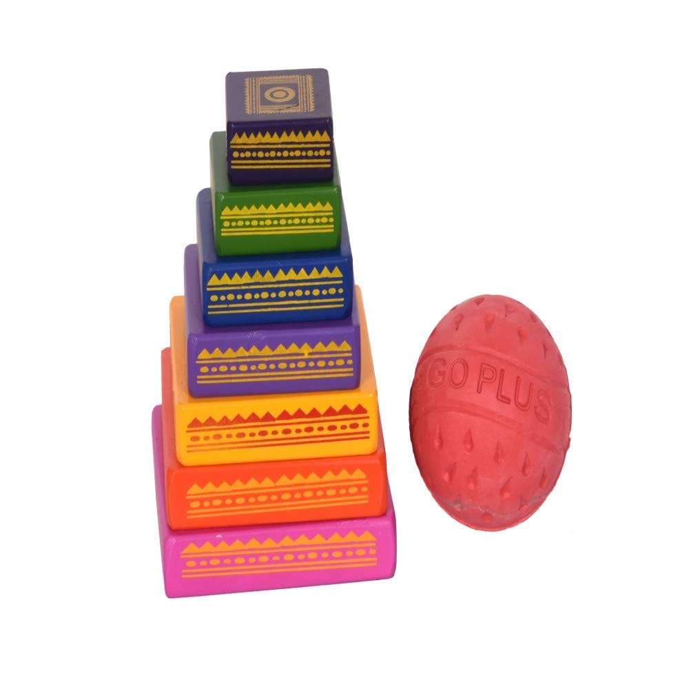 Desi Toys Lagori Pitthu Game | Handcrafted Seven Stones with a Ball | for 8 Years & Up | Multicolor | Traditional Indian Sitoliya | Classical & Nostalgic | Outdoor Games | for Kids & Family view 2