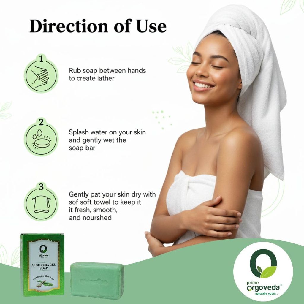 Aloe Vera Soap (Pack of 2) | 125g Natural Handmade Aloe Soap | Deep Moisturizing & Skin Hydration | Herbal Bath Soap | Chemical-Free Body Soap view 2
