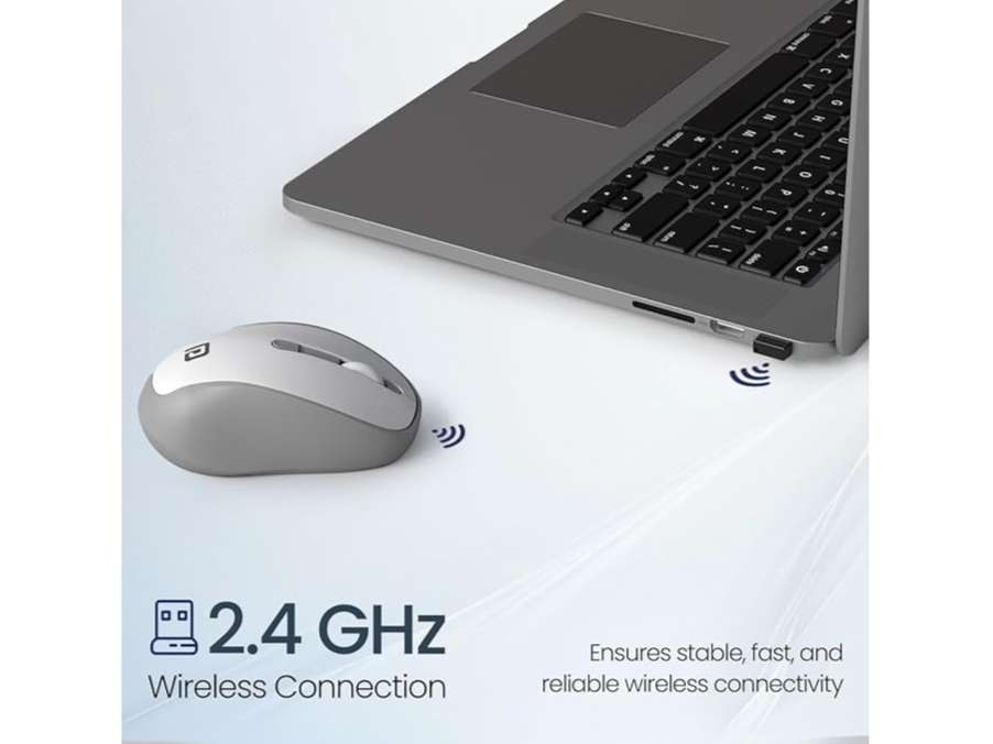 Portronics Toad 34 Wireless Mouse (White) with 2.4 GHz Wireless, Adjustable Sensitivity, USB Receiver, Ergonomic Design, for Laptops, Desktops PC, Mac view 2