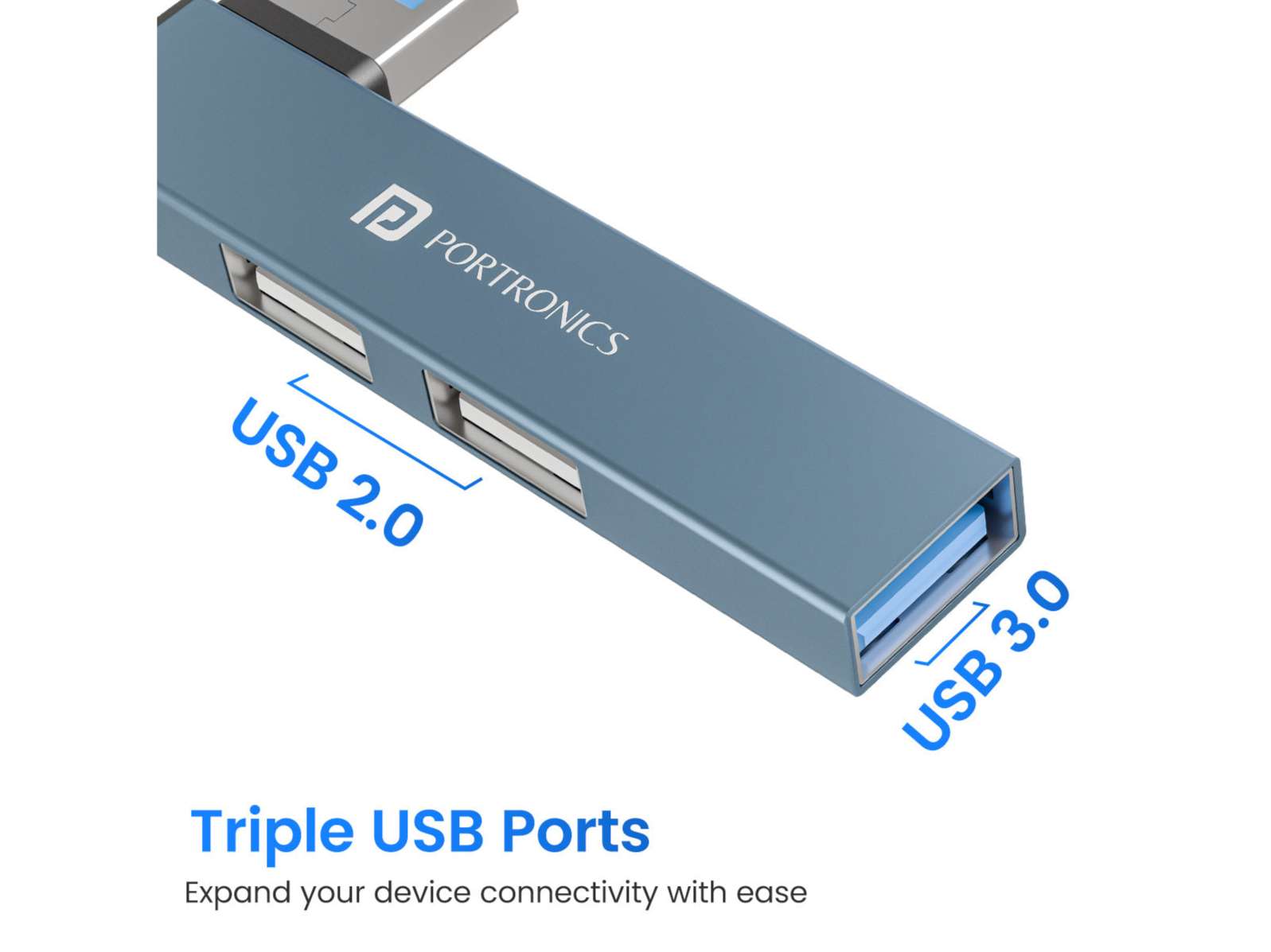 Portronics Mport Mino A, SuperSpeed USB 3.0, High-Speed USB 2.0, L-Shaped Design, Sleek & Compact view 2