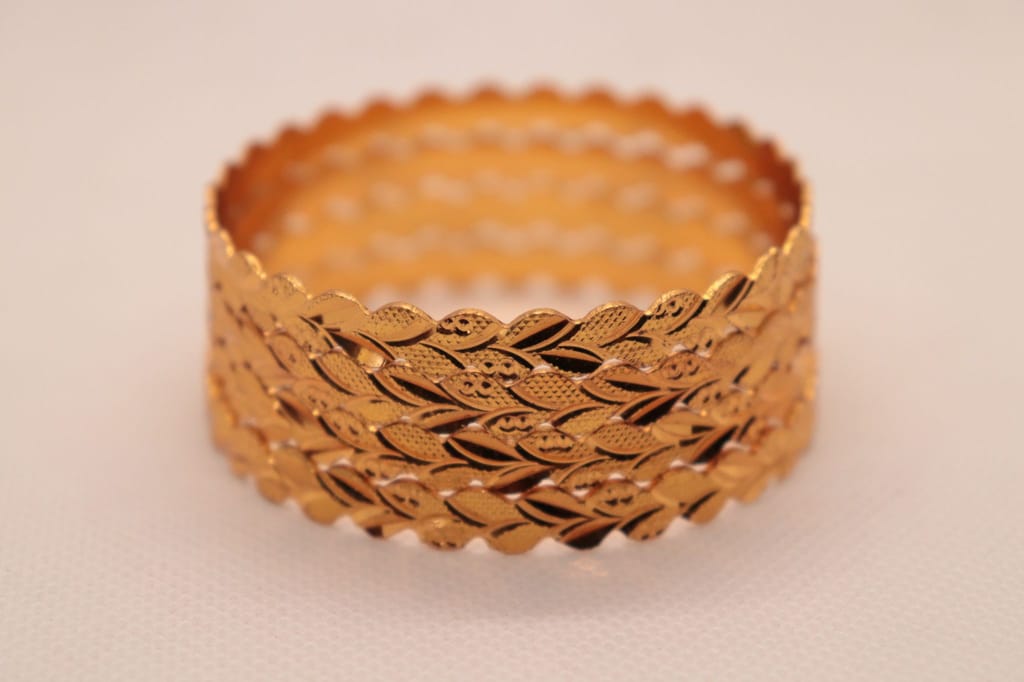 Gold Textured Bangle Set of 2 view 2
