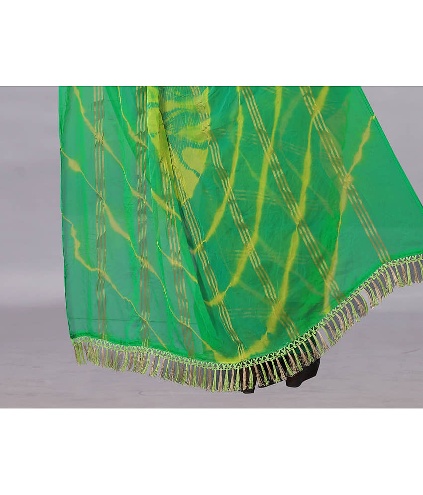 Rhey Chiffon Printed Saree With Unstitched Blouse Piece ( Green ) view 2