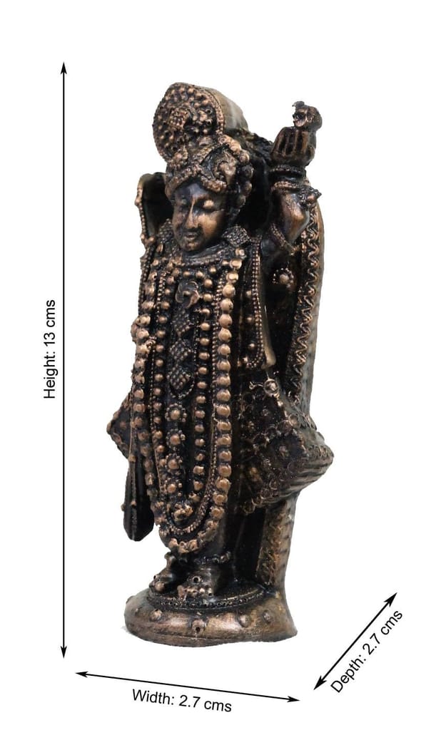COPPERHOARD Antique Copper Colour Resin Shreenath Ji Resin Murti Antique Copper Statue for Love Home Warming Decor Living Pooja Room Mandir Temple Religious view 2