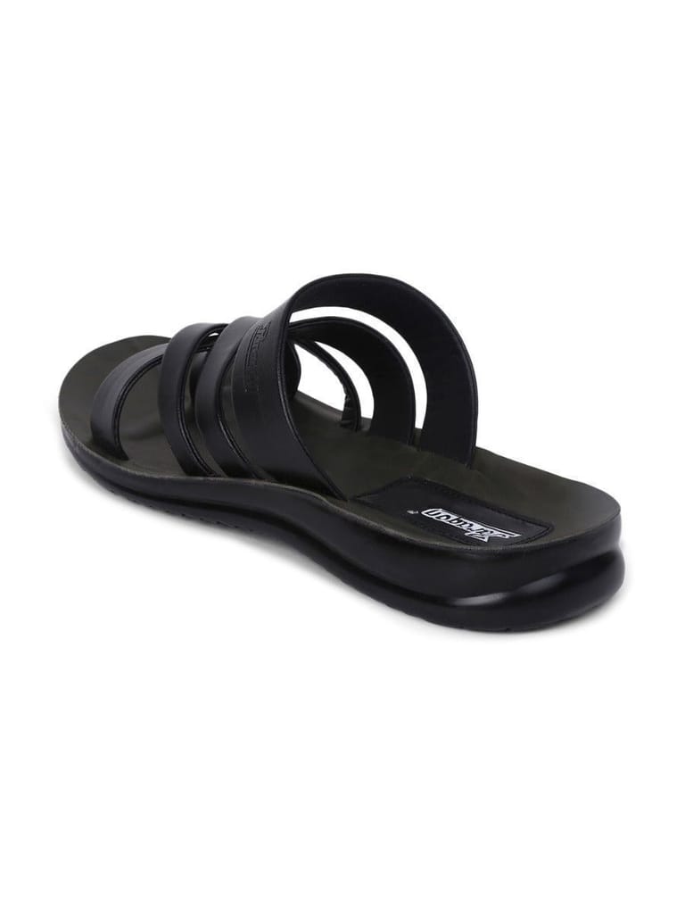Men's Black Open Toe Rexine Flip Flops view 2