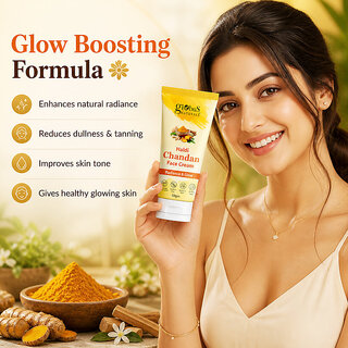 (Set of 2) Globus Naturals Haldi Chandan Glow Cream, For Glowing Skin, Helps Remove Tan, Dirt Excess Oil, 50g view 2