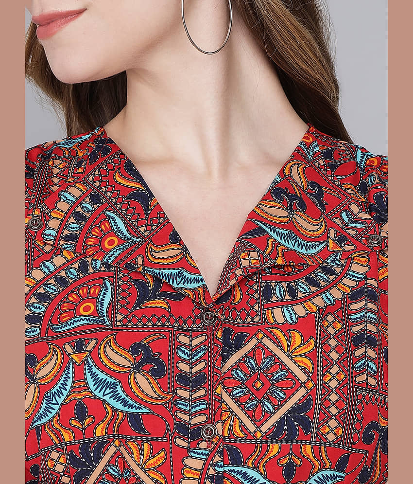 TOGZZ Women Crepe Printed Ethnic Dress ( Multi Color ) view 2