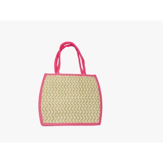 Pink Premium Jute Handcrafted Multipurpose Bag For Women view 2