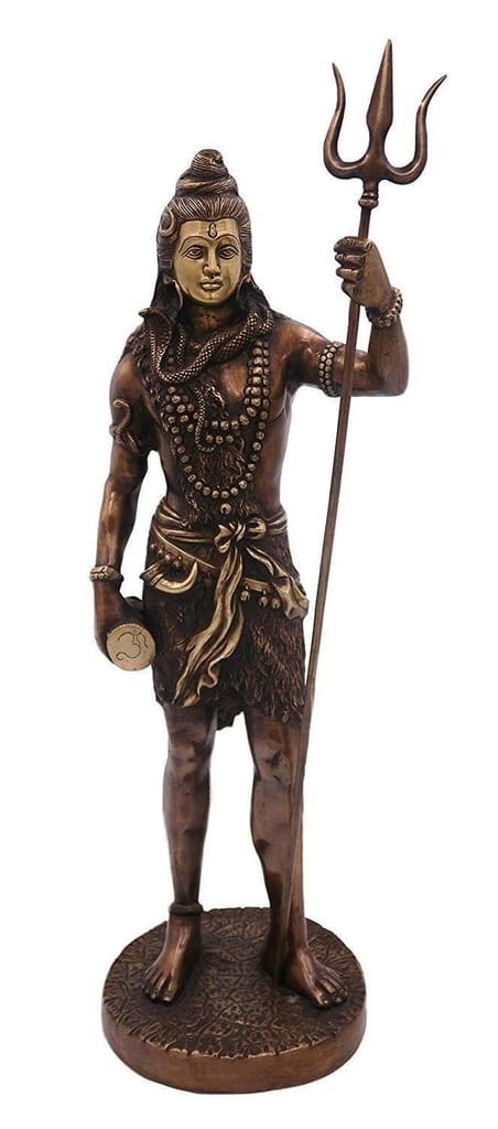 Artvarko Large Brass Metal Lord Shiva God Statue Bhagwan Standing with Trishul Idol Sculpture Murti for Home Decor Temple Showpiece Height 2 Feet view 2
