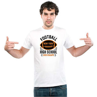 UDNAG Unisex Round Neck Graphic Football, Football high Polyester T-Shirt White view 2