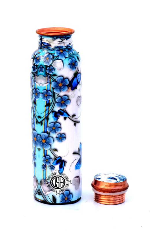 Copper Bottles for Printed with Art Work, Travelling Purpose Bottles, Yoga Ayurveda Healing, 950 ML (Design SM 10) view 2