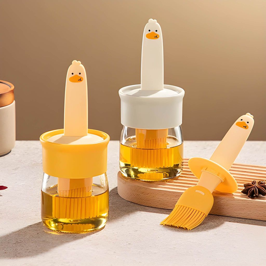 2-in-1 Oil Dispenser Bottle with Silicone Basting Brush | Multipurpose Cooking Oil Spray & Brush Bottle | Oil, Vinegar, Sauce & Dressing Dispenser for Kitchen, BBQ, Baking & Air Fryer | Pack of 2 (Original) view 2