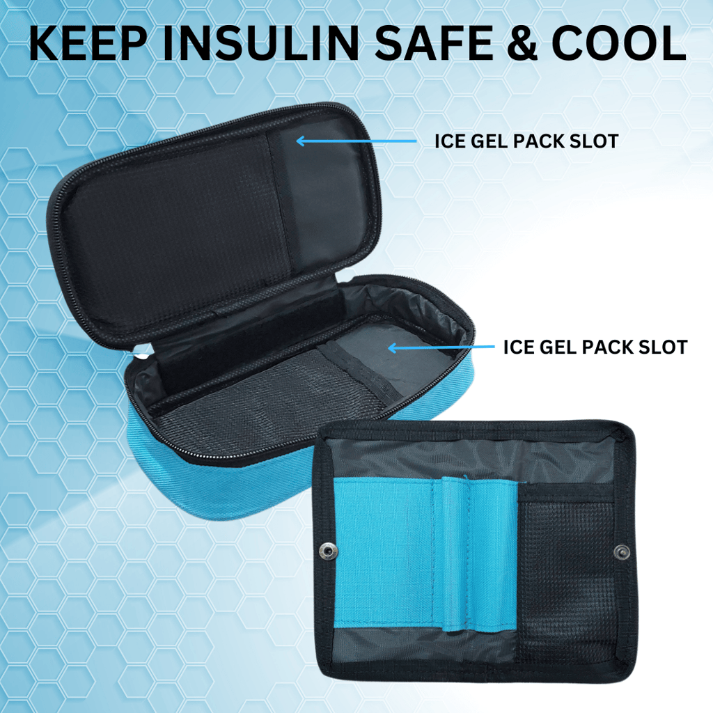 FAIRBIZPS Insulin Cooling Travel Pouch for Diabetics with Two Ice Gel Packs - Sky Blue | Ice Pack for Insulin | Insulin Cooler Bag for Travel | Keep Insulin Safe and Cool for 6 to 8 Hours view 2