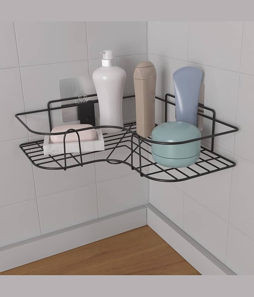 KRAMOX Multipurpose Bathroom/Kitchen Corner Storage Organizer Wall Mounted Rack Shelf Shower Caddy (No Drilling - Shelf Adhesive) Bathroom Accessories Storage Rack view 2