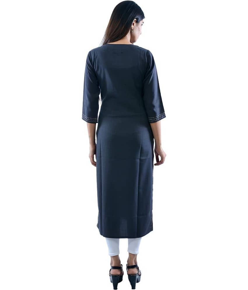 AMIRA'S INDIAN ETHNICWEAR - Black Linen Women's Stitched Salwar Suit ( ) view 2