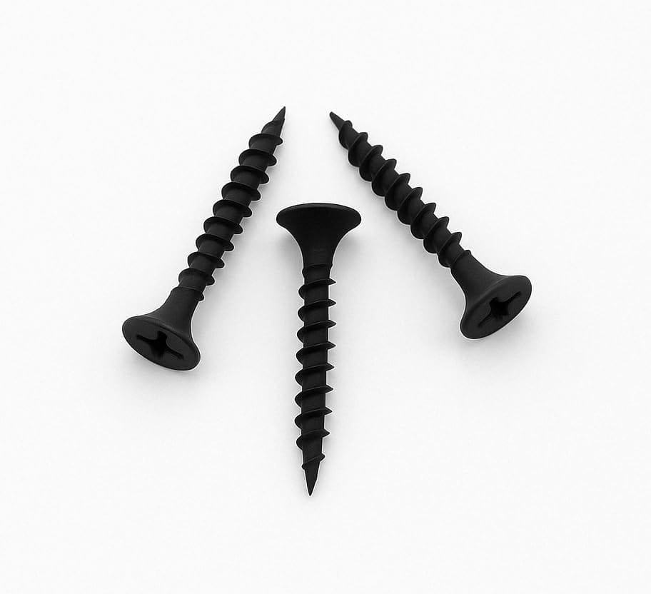 7 x 24 mm Black Drywall Screws (200 Pieces) - Black Phosphated Phillips Drive Screw - 1 Inch Screw - 7 mm Head - Twinfast Fine Thread - Bugle Head - Fixing Wood and Plywood view 2