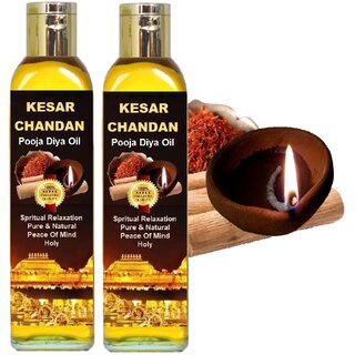 Pack Of 2 Kesar Chandan Diya Oil for Puja, 100 Premium for Pooja Oil view 2