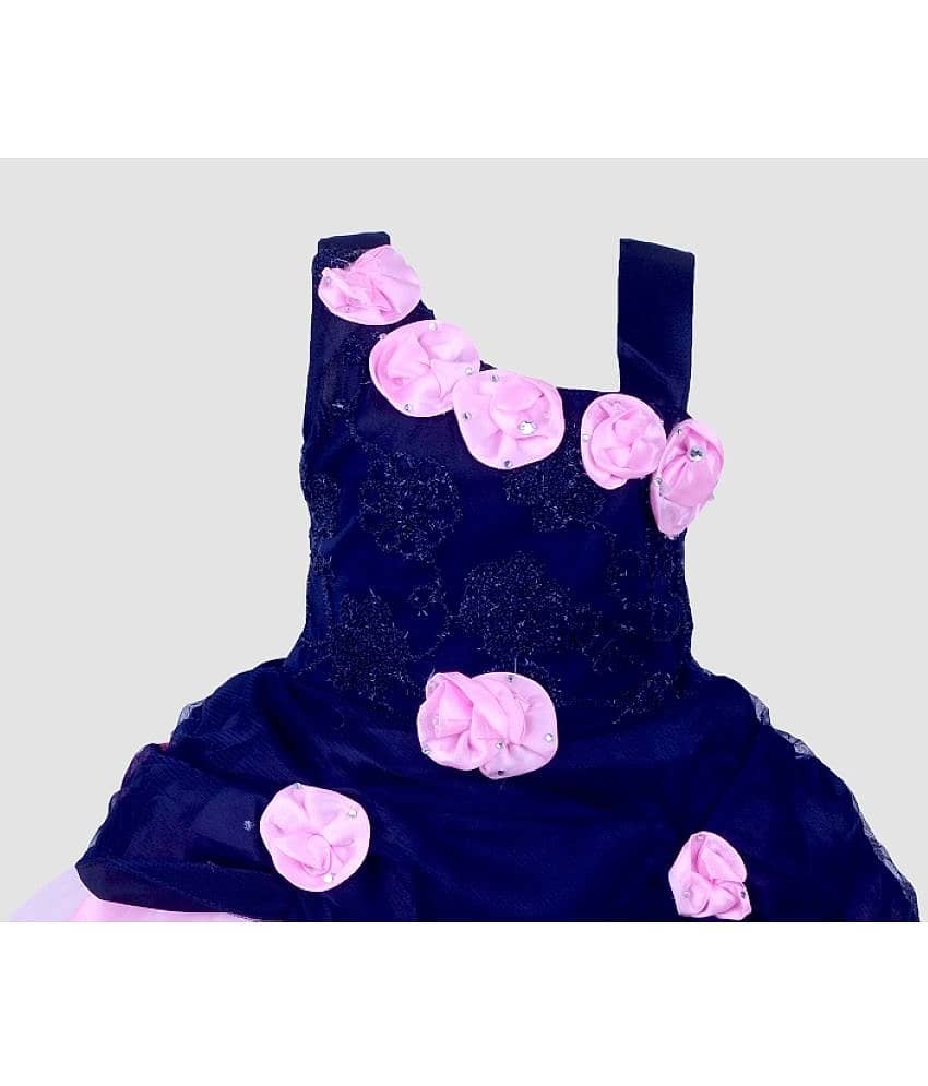 9stiches - Blue & Pink Net Girls Frock ( Pack of 1 ) view 2