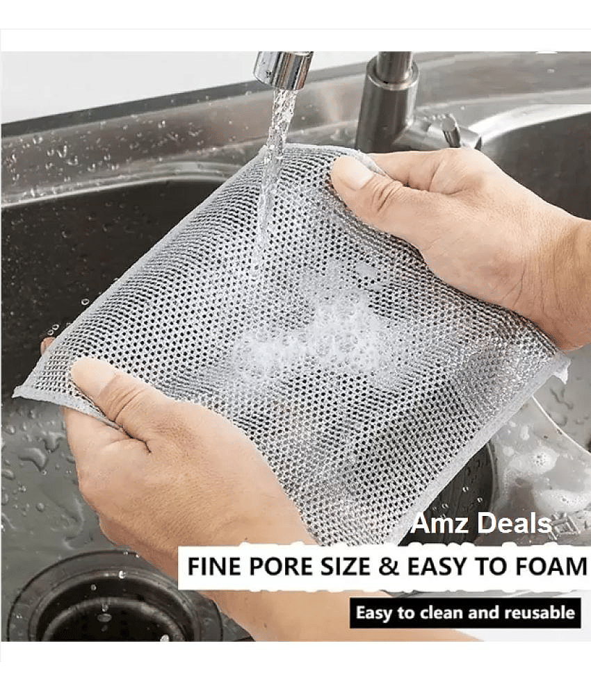 DHSMART Dish Wash Cloth for Kitchen Sink Cleaning Scrubber Dishwash Bar Wire Dishwashing Rags for Wet and Dry 30 g Pack of 5 view 2