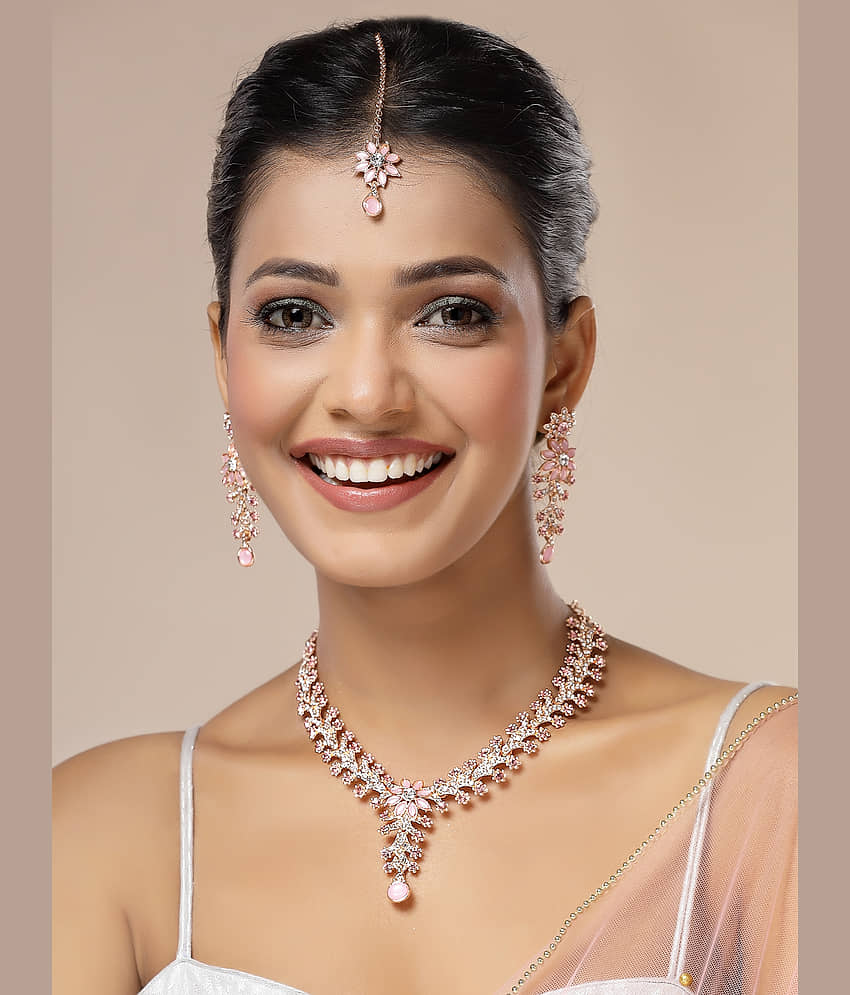 Sukkhi Pink Alloy Necklace Set ( Pack of 1 ) view 2