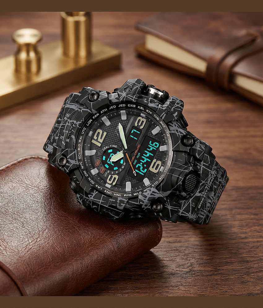 Harbor Black PU Analog-Digital Men's Watch