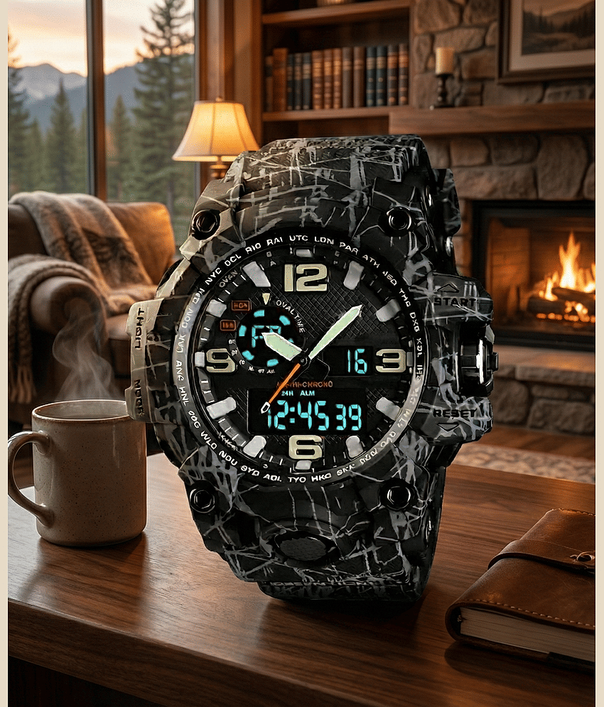 Harbor Black PU Analog-Digital Men's Watch view 2