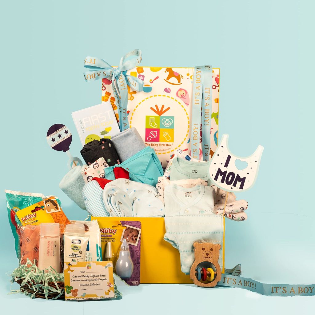 The Baby First Box Newborn Baby Essential Kit - 25 Items | Summer Kit (Boys) view 2