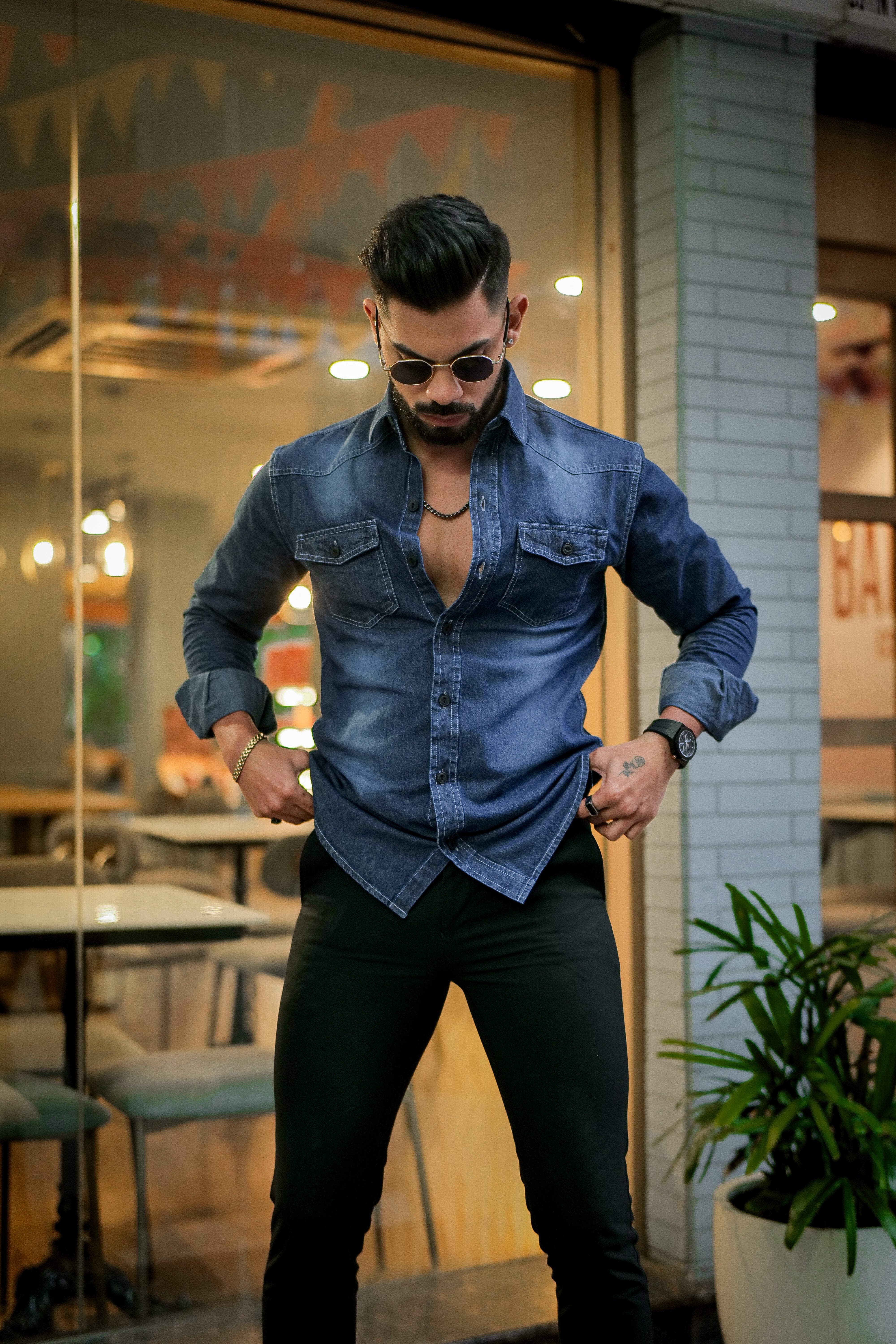 Blue Denim Double Pocket Full Sleeve Shirt view 2