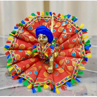 Vibrant Laddu Gopal Ji Dress with colourful Border Handcrafted Devotional Wear view 2