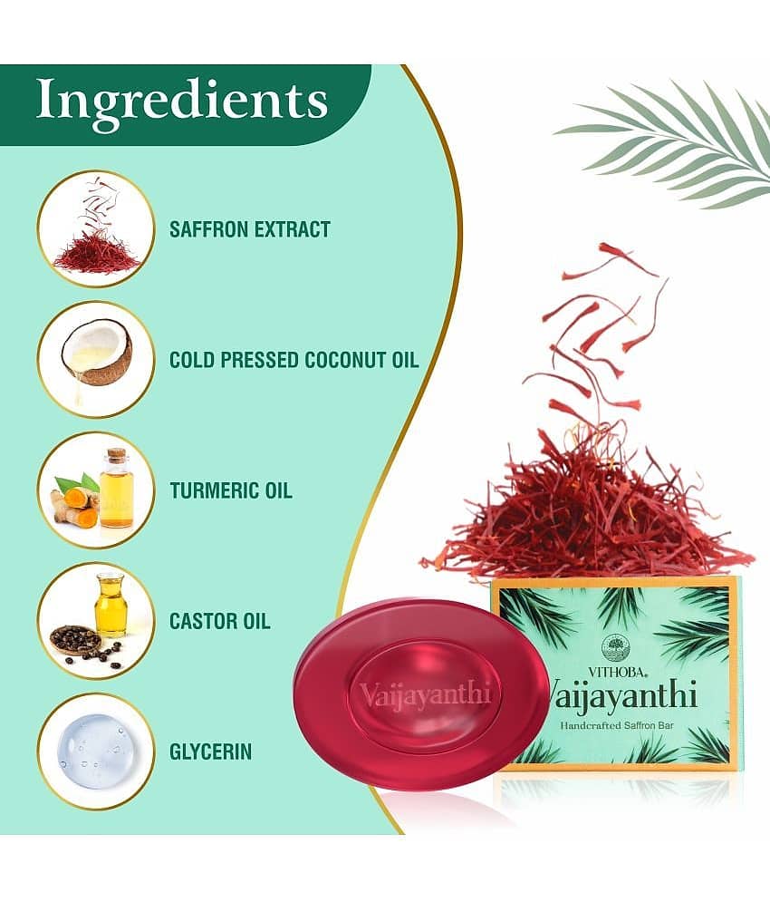 Vithoba Vaijayanthi Handcrafted Saffron Soap Bar Goodness Of Turmeric & Coconut Oil Glycerin-75g view 2