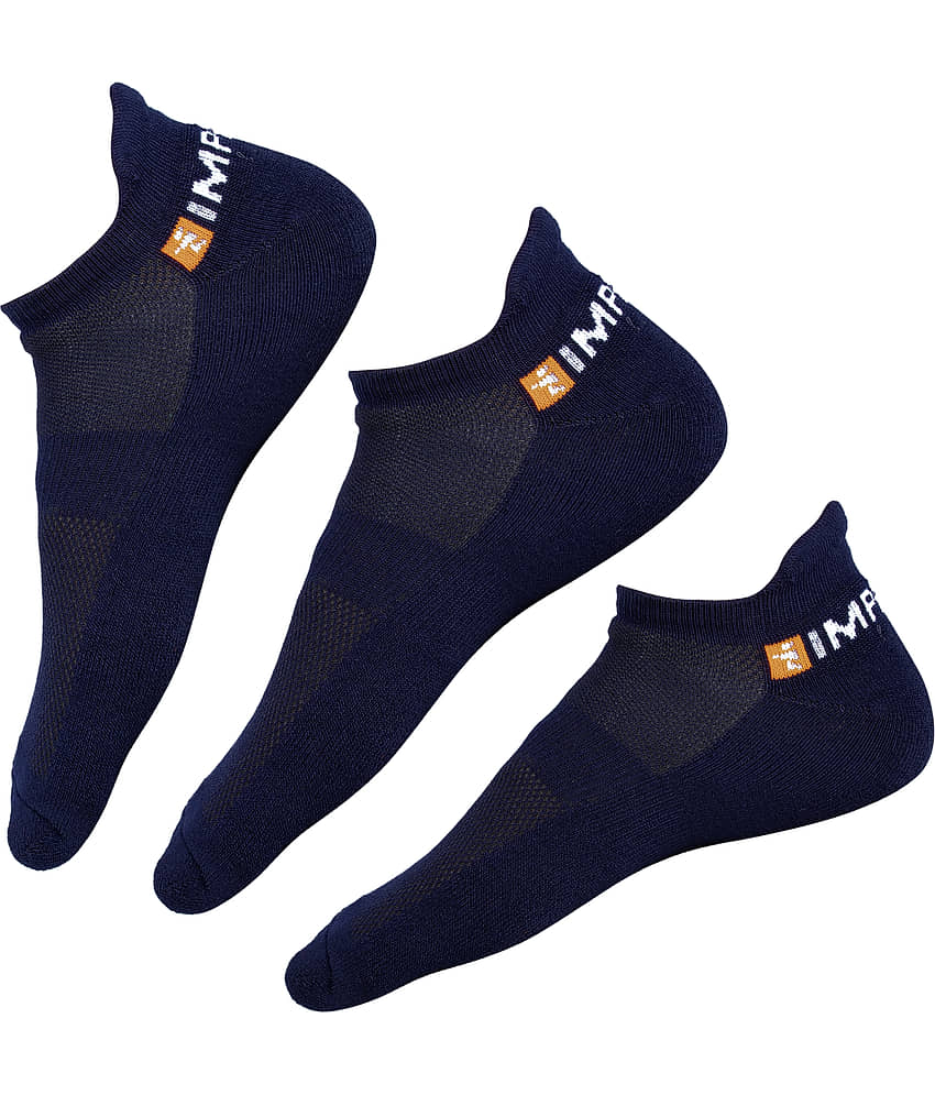 Impetus Pack of 3 Nylon Men's Printed Low Ankle Socks ( Navy Blue )