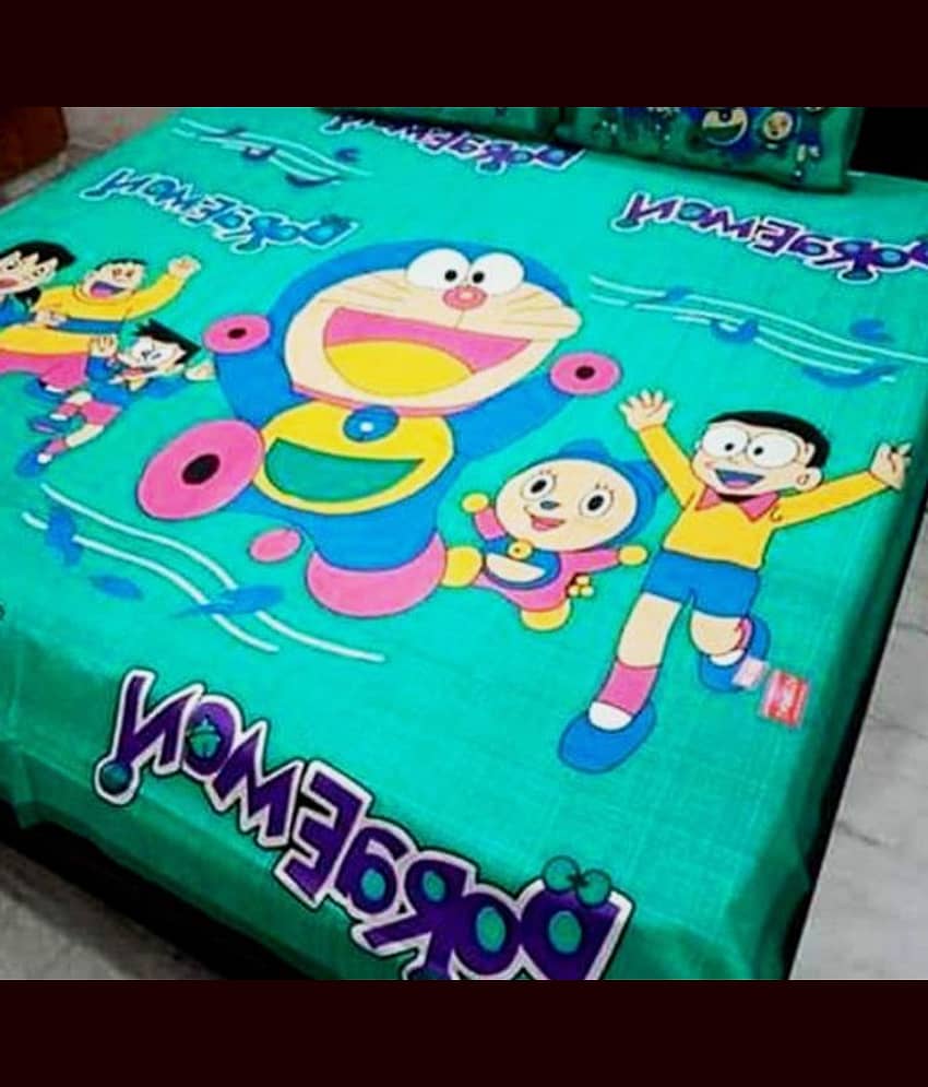 PETROSOLY Cotton 1 Double Queen Bedsheet with 2 Pillow Covers ( Green ) view 2