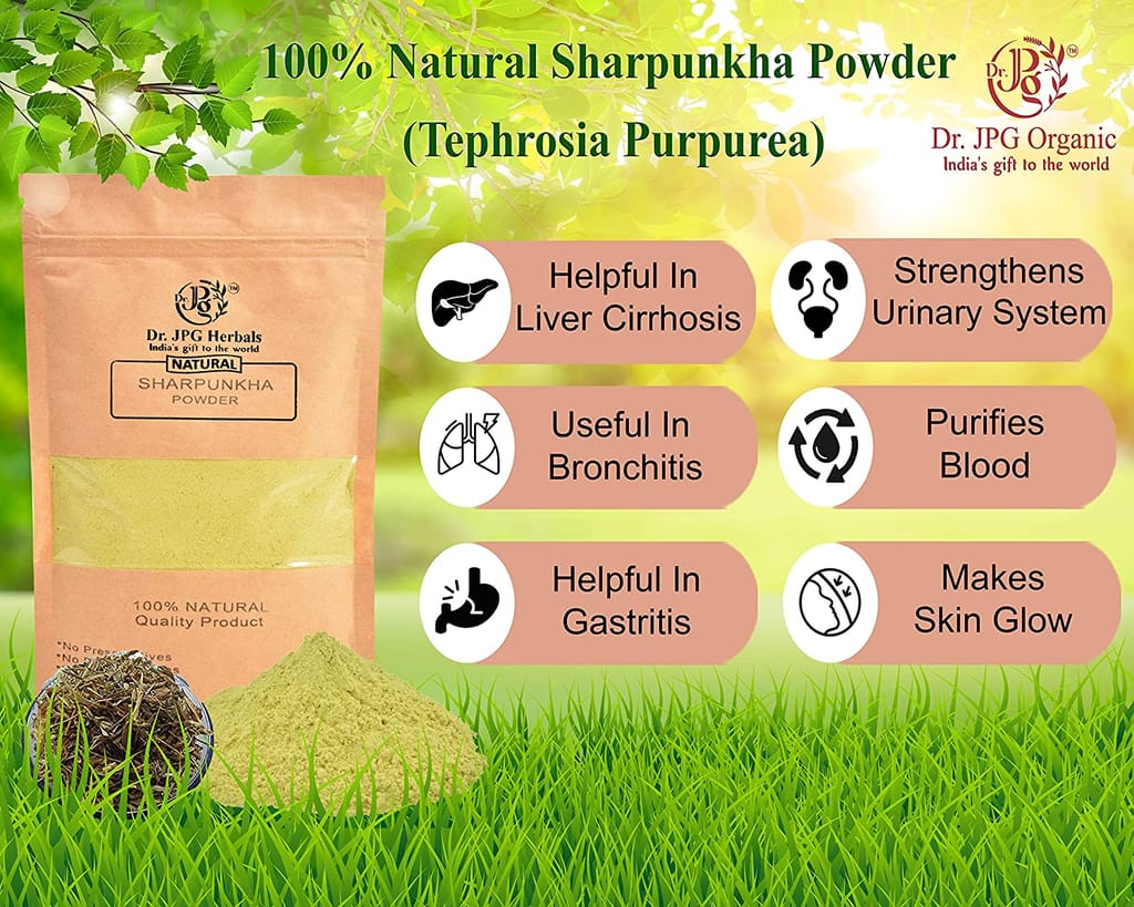 Dr. JPG Organic Natural Sharpunkha/Sarpokha Powder 200g / Tephrosia Purpurea/ISO & GMP Certified.(Pack Of 1) view 2