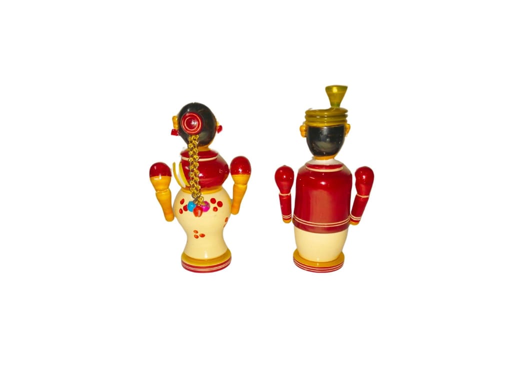 Etikoppaka Handicrafts Wooden Pellikoduku & Pellikuthuru Pair view 2