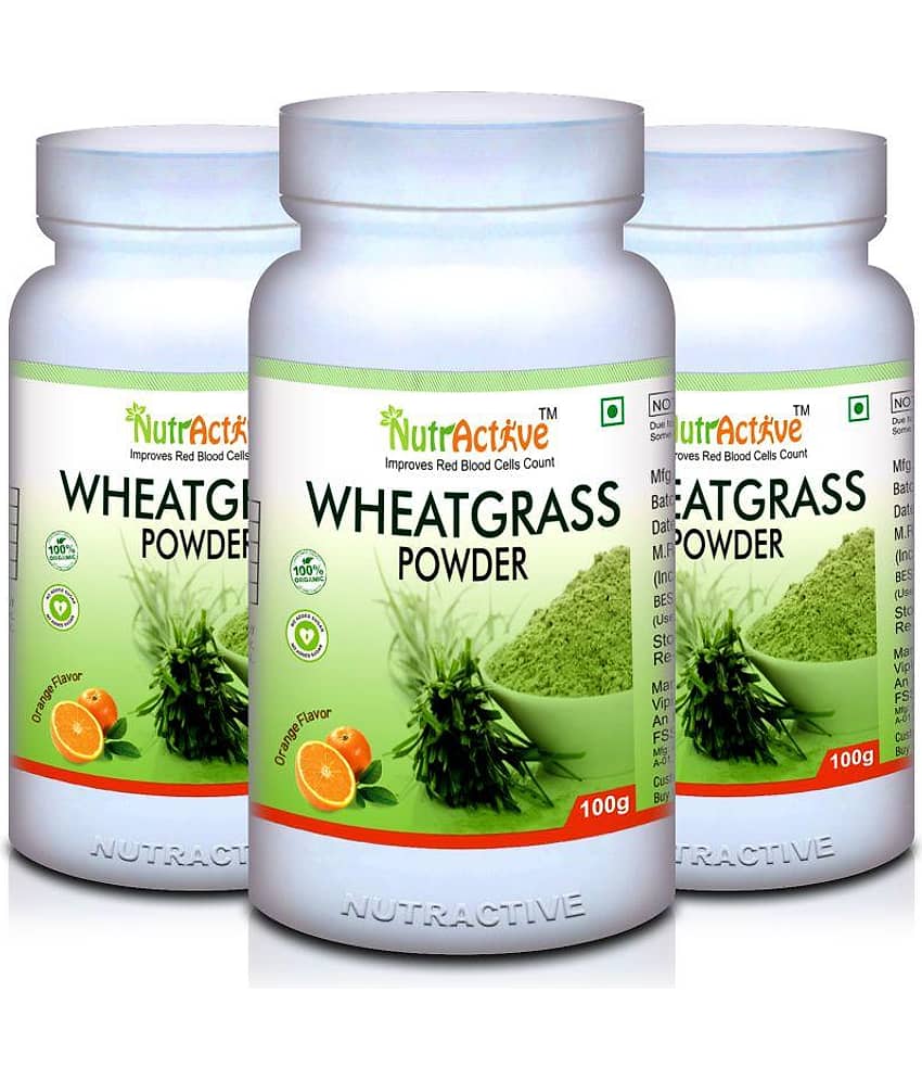 NutrActive Organic Wheatgrass Powder, Nutrition Food 300 gm Powder Pack of 3