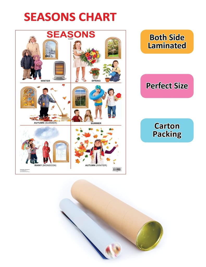 Seasons Chart Educational Wall Chart For Kids - Both Side Hard Laminated (Size 48 x 73 cm) [Poster] Dreamland Publications view 2