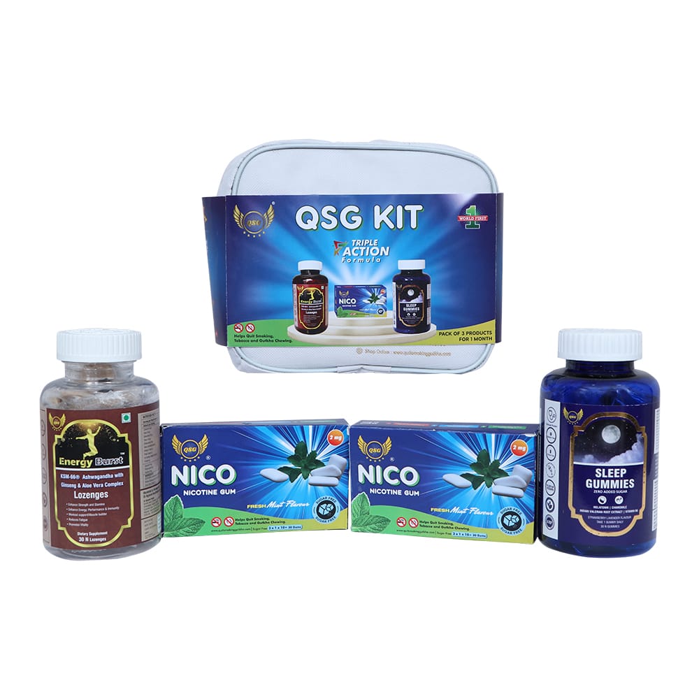 QSG Kit - Pack Of 3 Products | 4 weeks quit program with Triple Action Formula for Quit Gutkha Smoking Tobacco | Clinically tested | Detoxification | CE Certified view 2