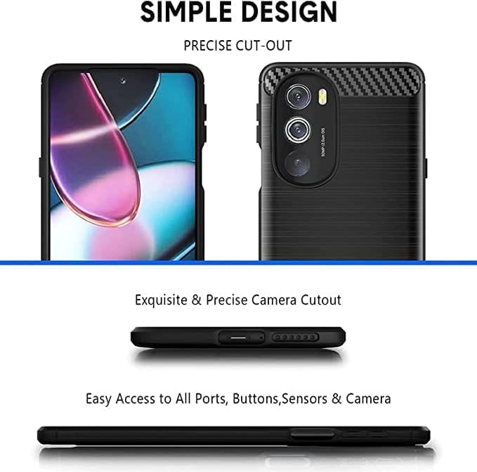Faircost for Motorola Moto Edge 30 Carbon Fiber Hybrid Armor Shock Proof TPU Back Cover- Black view 2