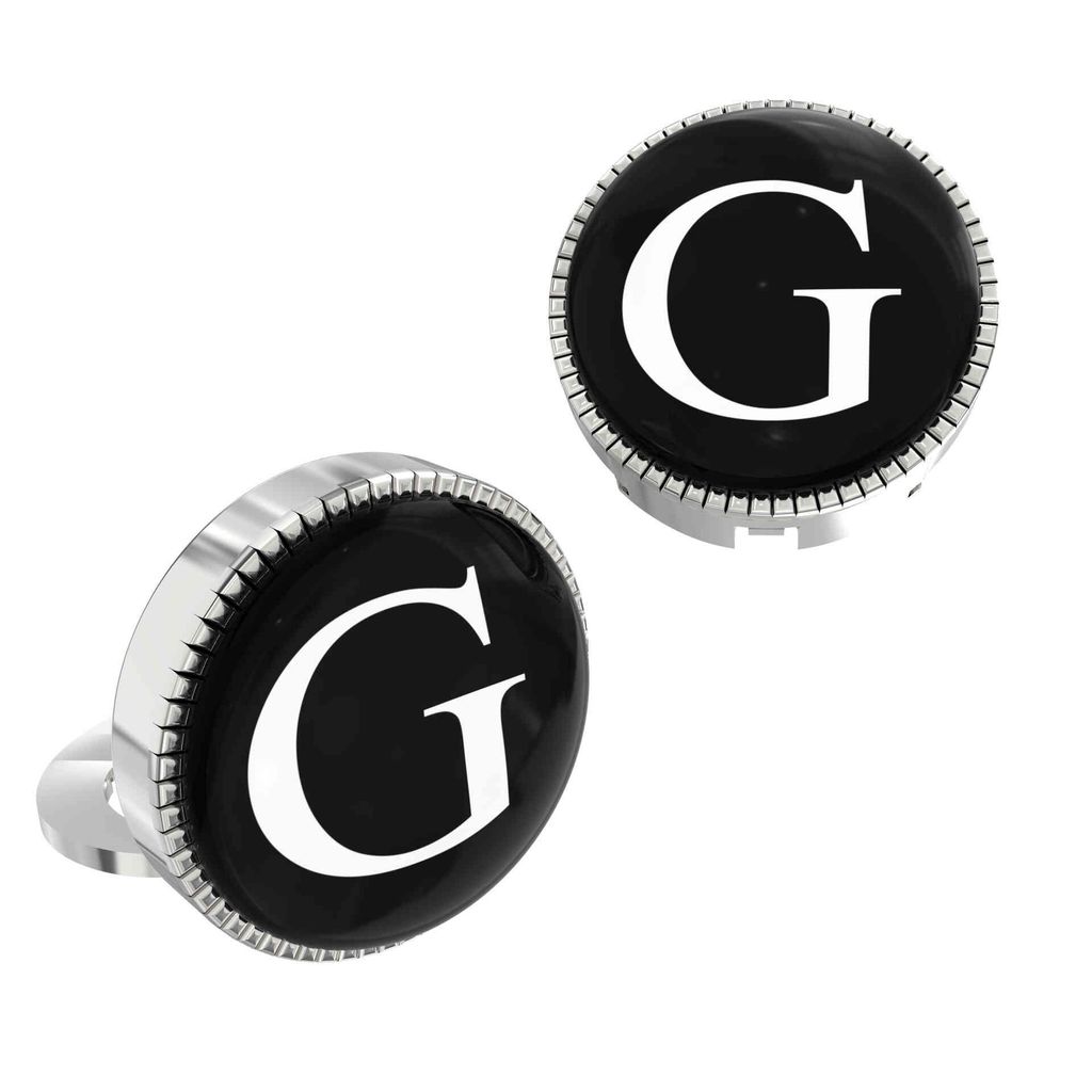 The Smart Buttons - Shirt Button Cover Cufflinks for Men - Personalized Initials - G view 2