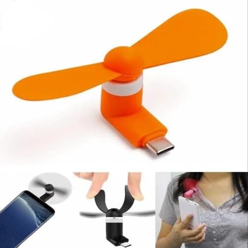 Mini Type-C Fan Combo Pack of 2 Pcs. High Speed Type C Fan for All Type C Android Mobiles Smartphones & Type c Devices, Multi-colour (Pack of 2) view 2