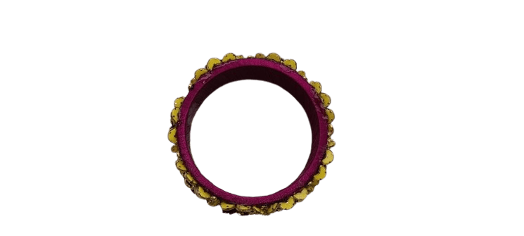 Pink and Yellow Bangle with Rhinestones view 2