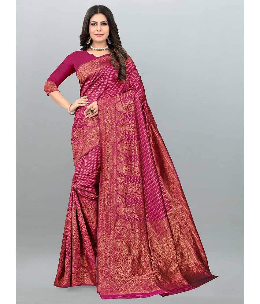 Om Shantam Sarees Banarasi Silk Embellished Saree With Unstitched Blouse Piece ( Green )