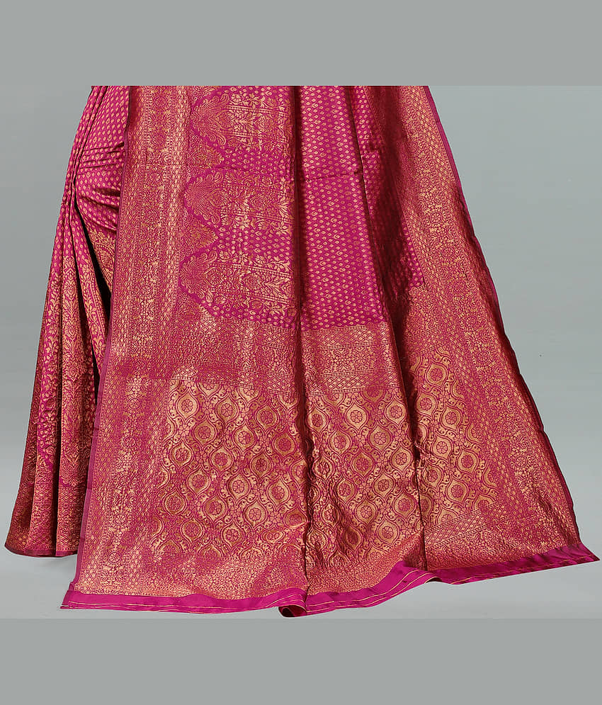 Om Shantam Sarees Banarasi Silk Embellished Saree With Unstitched Blouse Piece ( Green ) view 2