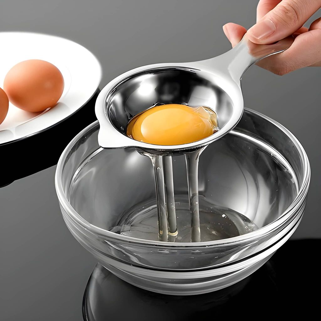 Premium Stainless Steel Egg Separator | Manual Egg Yolk & Egg White Separator | Food Grade Egg Filter Tool for Baking, Cooking & Kitchen Use (Original) view 2