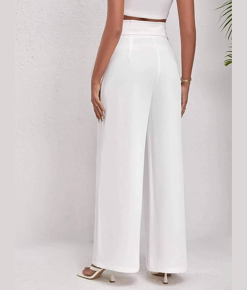 kotty Women Rayon Blend Korean Trousers ( White ) view 2