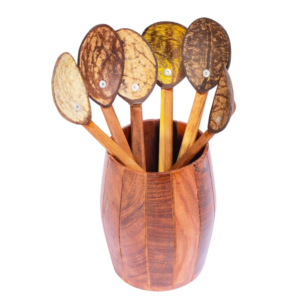 Eco-friendly Handmade Coconut Shell small Spoon (Pack of 6) – Made with Coconut Shell & Coconut Wood view 2