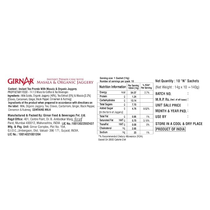 Girnar Instant Masala Chai Premix With Organic Jaggery view 2