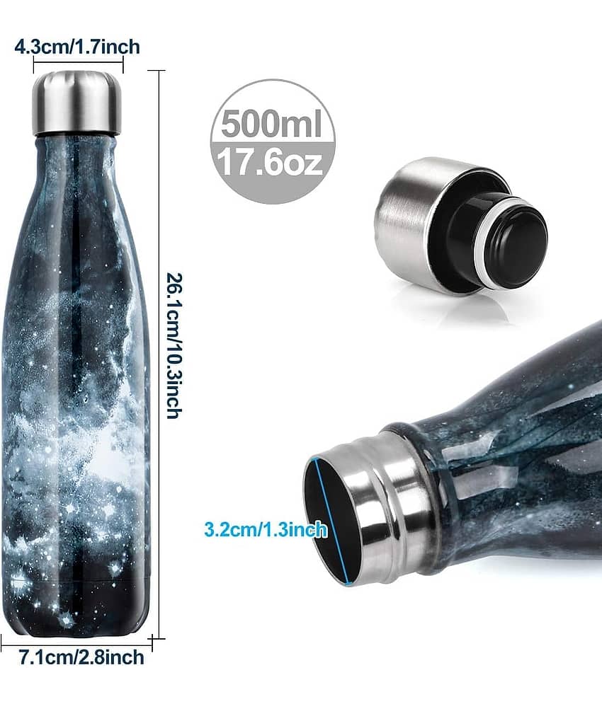 Bhavyta Double Wall Printed Vacuum Insulated Water Bottle Multicolor Stainless Steel Water Bottle 500 mL ( Set of 1 ) view 2